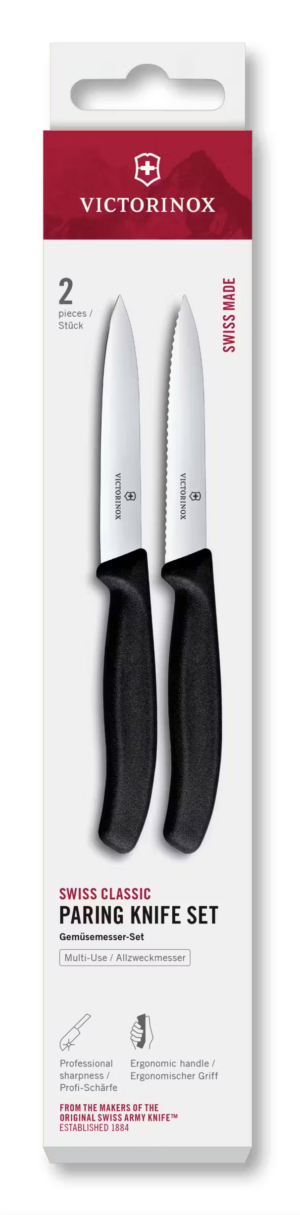 Victorinox Officemessenset Swiss Classic Zwart 2-delig - Gekarteld & Glad Officemes