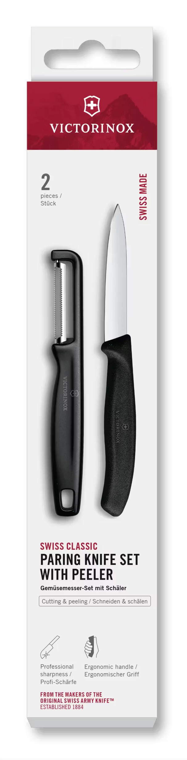 Victorinox Schilmessenset Swiss Classic Zwart 2-delig - Schilmes & Rechte Dunschiller