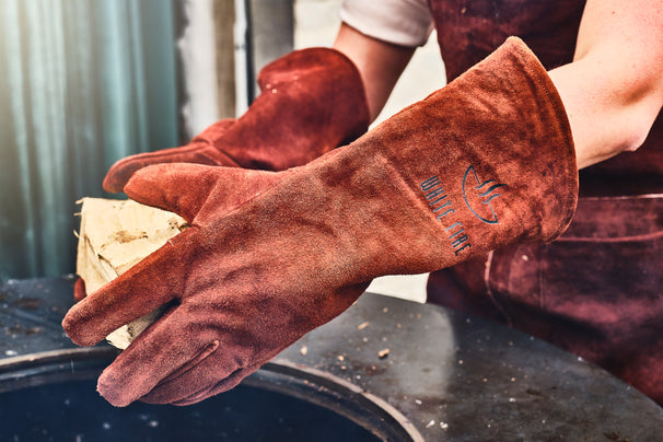 White Fire BBQ Handschoenen / Ovenhandschoenen Leer - Bruin - 2 stuks