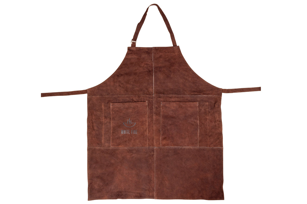 White Fire BBQ Schort Leer - Bruin - Verstelbaar