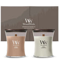 WoodWick Giftset Geurkaarsen Medium Fireside & Cashmere - 2 Stuks - Geurkaars in Glas - Houten Lont