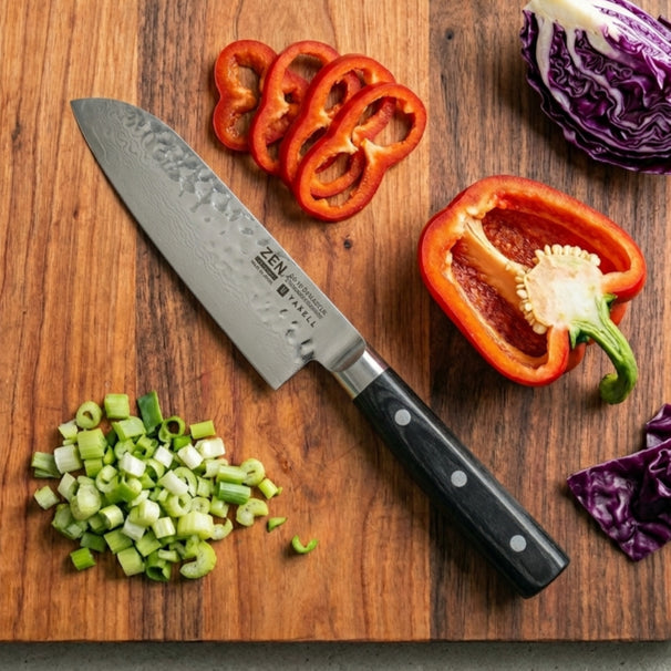 Yaxell Santokumes Zen 16.5 cm - 37 laags roestvrij damast staal - canvas Micarta heft