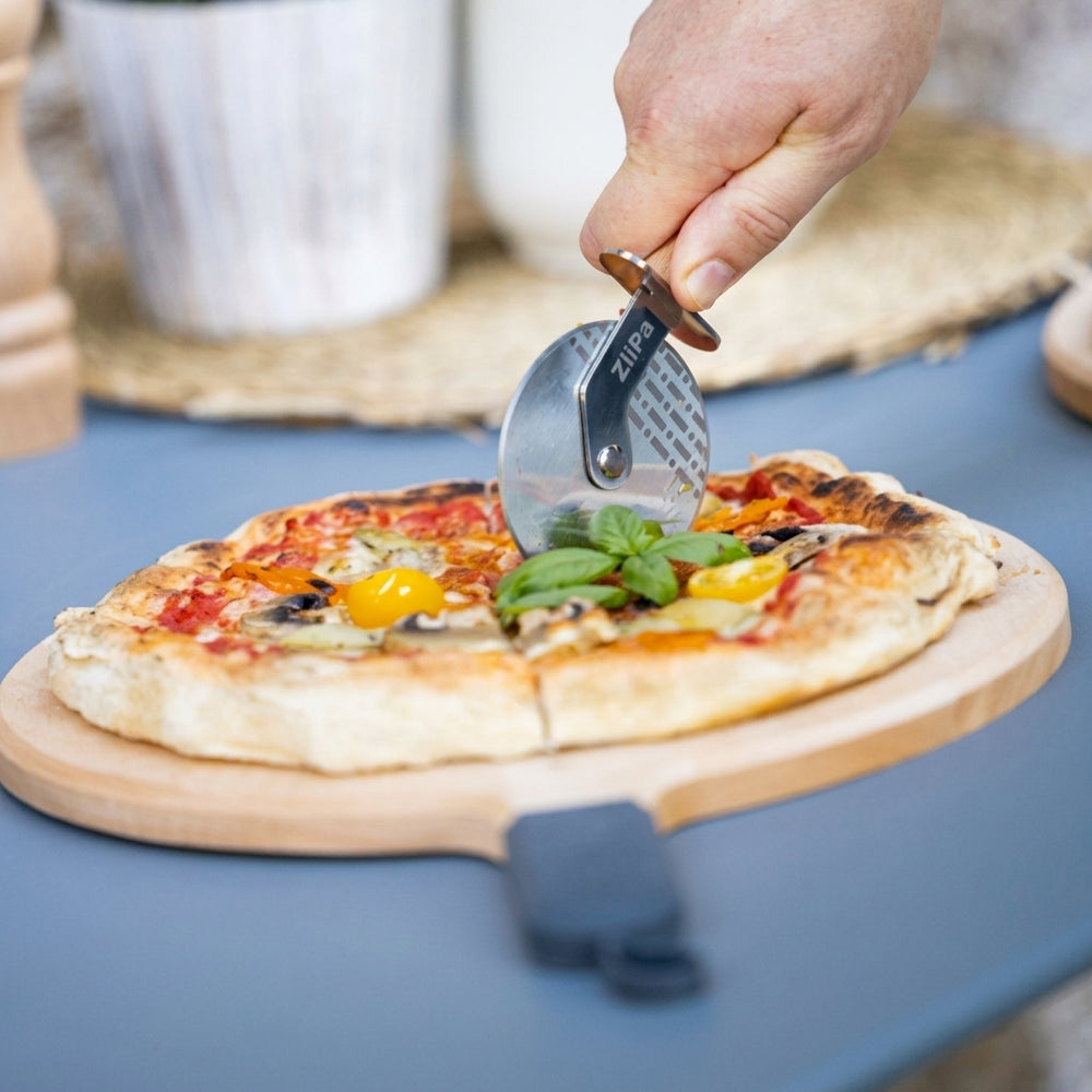 ZiiPa Serveerplank / Pizzaplank Sora Beukenhout Leisteen - ø 31 cm